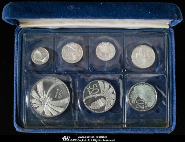 【未使用 プルーフ銀貨】西サモア サモア 1974年 銀貨7枚プルーフセット KM#PS2 総重量74.62g 銀92.5% オリジナボックス付き 未使用拍卖