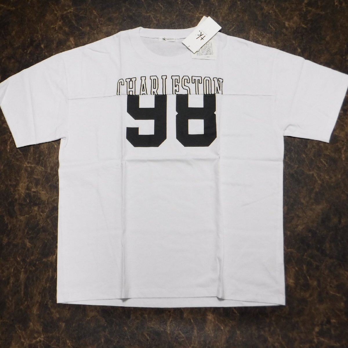TT548 タケオキクチ 新品 白 リメイク風ナンバリング切替 肉厚 半袖フットボールTシャツ L ビッグシルエット tk.TAKEO KIKUCHI 定価5500円拍卖