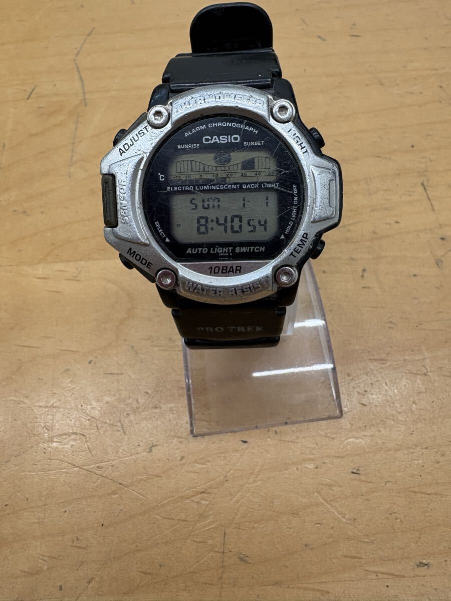 【f282】CASIO カシオ PRT-11 プロトレック 温度計 デジタル 10気圧 PRO TREK Thermometer Sunrise Digital Watch Mens Vintage拍卖