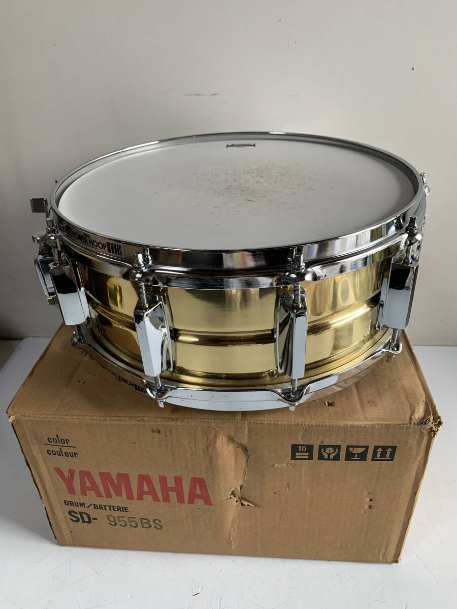 Ay439◆YAMAHA ヤマハ◆スネアドラム SD955BS 直径約37cm 日本製 打楽器 ドラム バターヘッド 250 COATING 箱付 ヴィンテージ 楽器拍卖