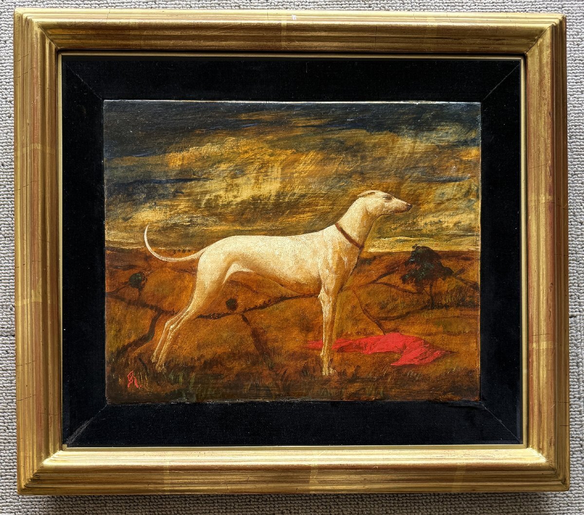 【宇美】真作 吉岡正人 夜明け・白い犬 1989年作品 キャンバスに油彩・テンペラ3号 二紀会委員 文部科学大臣賞 文化庁収蔵画家 送料無料拍卖