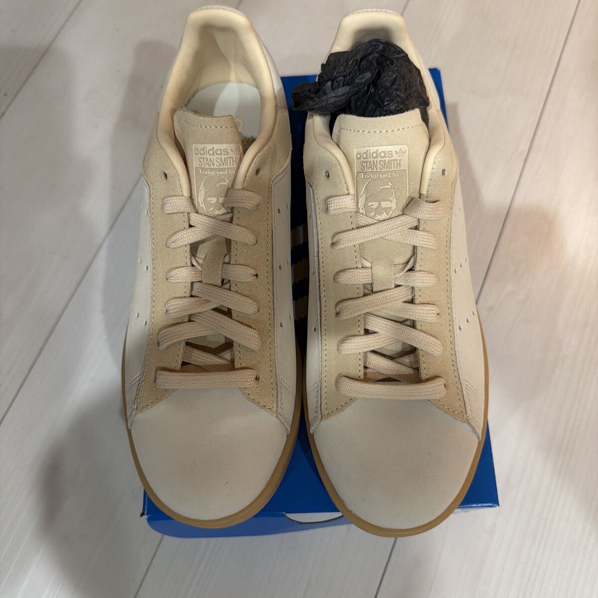 未使用新品 国内正規品 adidas オリジナルス スタンスミス ベージュ レザー/スエード コンビ 25.0cm GY5910拍卖