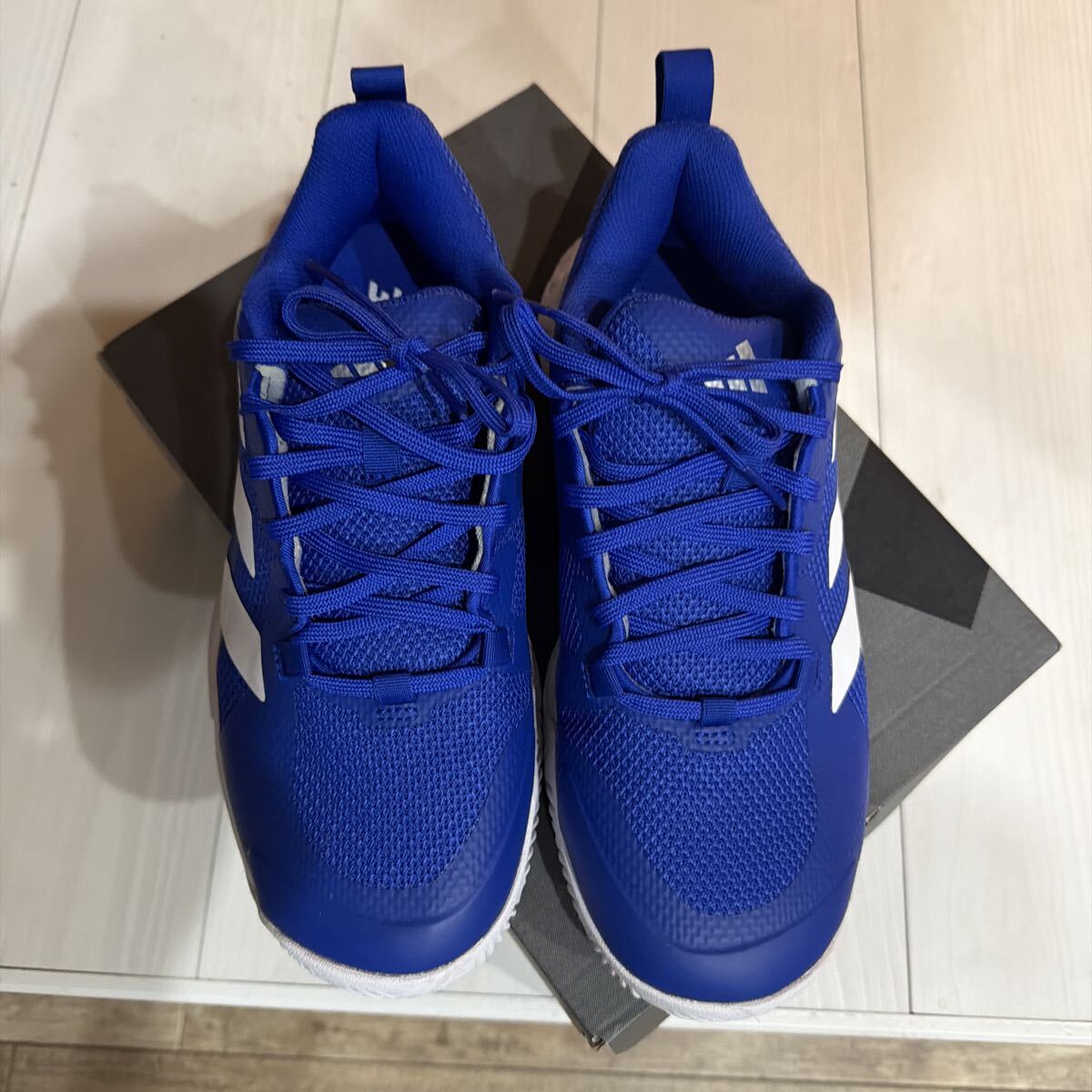 新品同様 国内正規品 adidas パフォーマンス court TEAM BOUNCE 2.0m ロイヤルブルー 25.0cm HR0608拍卖