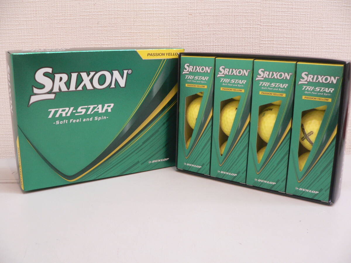 【46759】●新品未使用 DUNLOP ダンロップ SRIXON TRI-STAR ゴルフボール イエロー 1ダース 12球拍卖
