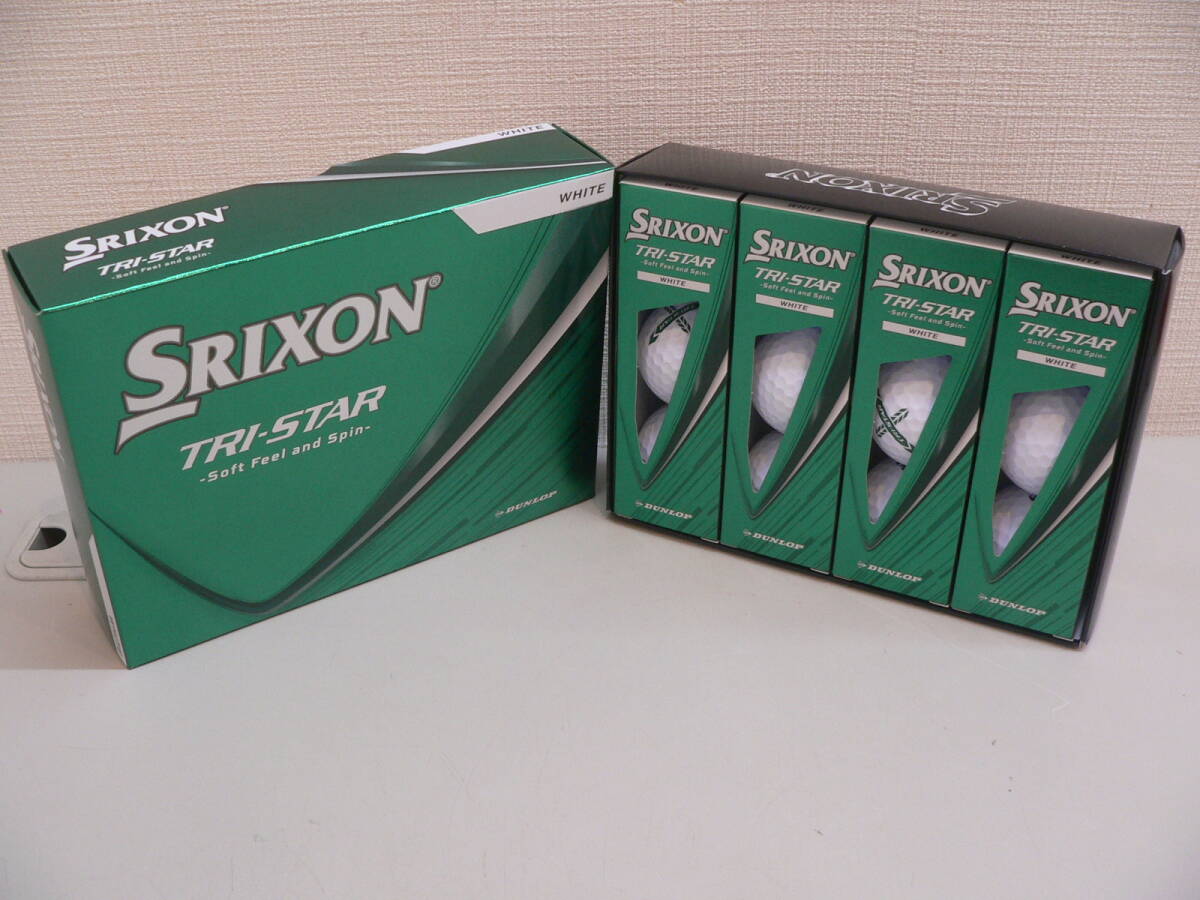 【46758】●新品未使用 DUNLOP ダンロップ SRIXON TRI-STAR ゴルフボール ホワイト 1ダース 12球拍卖