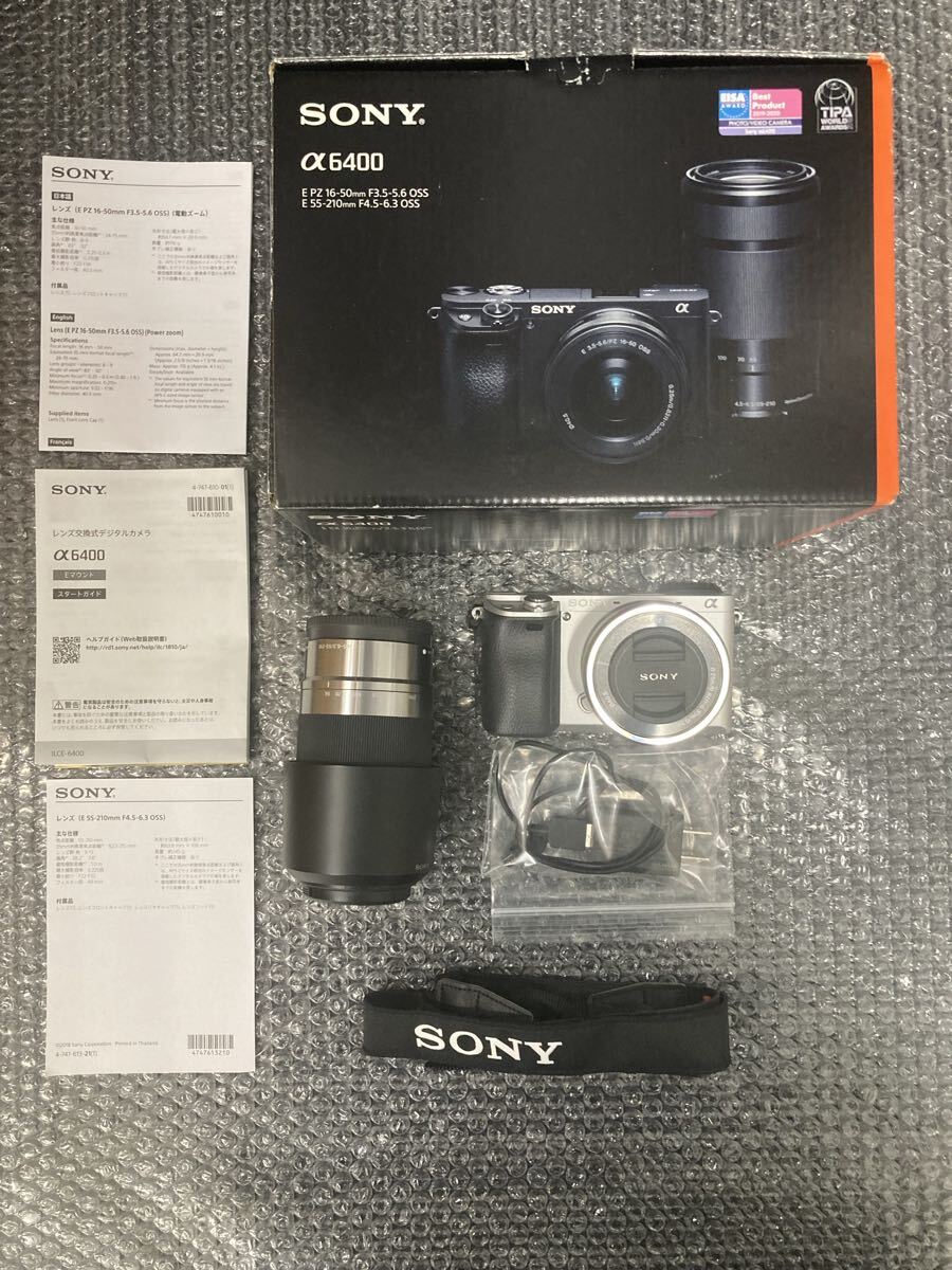 【美品】 1円〜 SONY ソニー デジタル 一眼レフ カメラ α6400 ダブルズームレンズキット ILCE-6400Y E PZ 16-50mm,E 55-210mm 箱 0401A①拍卖