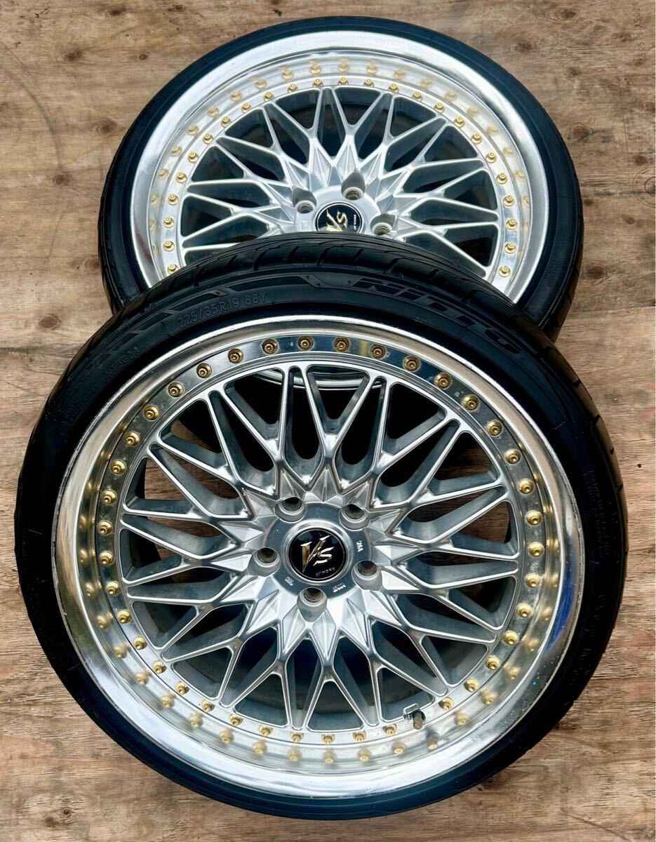 【希少!】ワーク VS-XV 19インチ x9.0J +34 5穴 PCD 114.3ホイール Nitto ニット NT555 G2 225/35 R19 88Y タイヤ 2本 -A(75拍卖