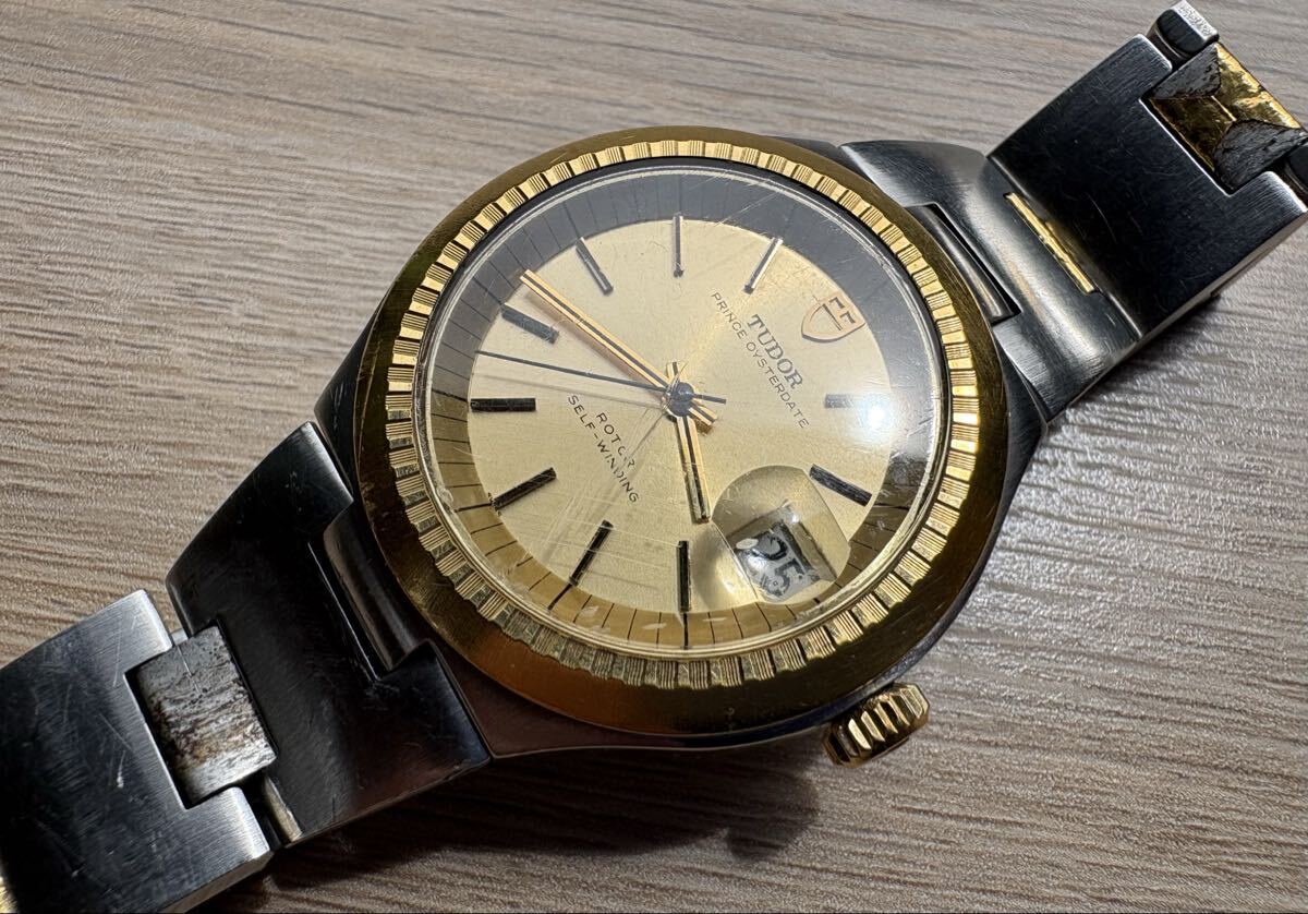 希少tudor 重厚コンビ ステンレス無垢金 自動巻 1970ケース一体型 ヴィンテージ 拍卖