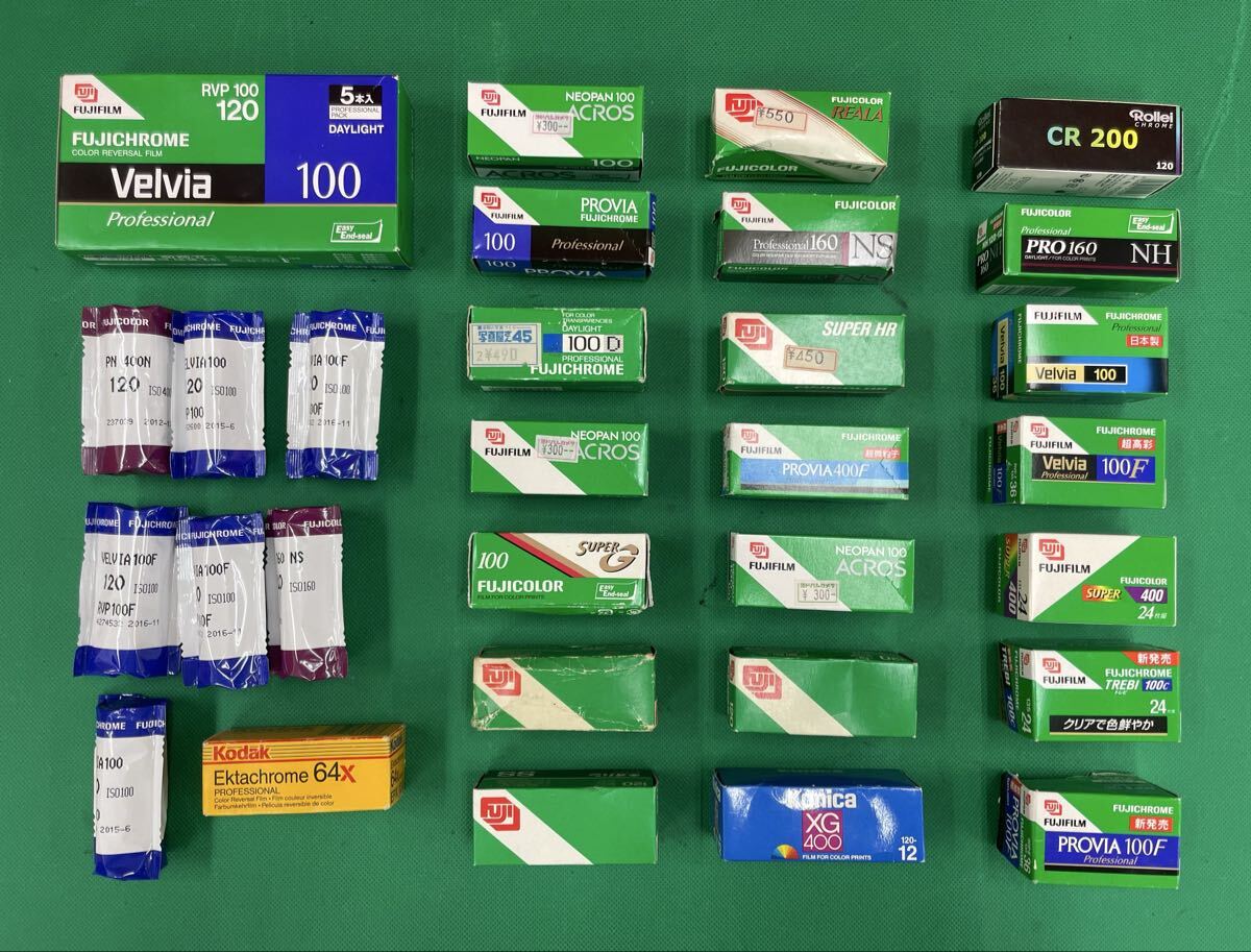 (D15)FUJIFlLM Velvia 100 120 PROVIA 400 F PHP III 120 24/36コンパクトカメラ用 富士フイルム 等 現状品 期限切れ 富士 拍卖