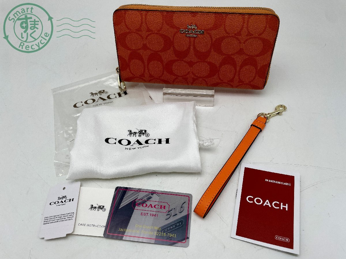 CD0806366 ◎ COACH コーチ ラウンドジップ ラウンドファスナー 長財布 ロングウォレット ウォレット 財布 ブランド 付属品付き 中古品拍卖