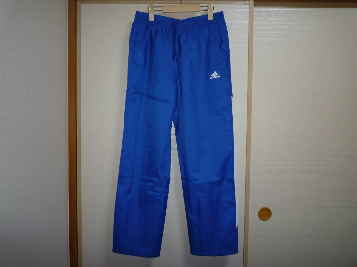 アディダス ナイロンパンツ水色×白 Oサイズ拍卖