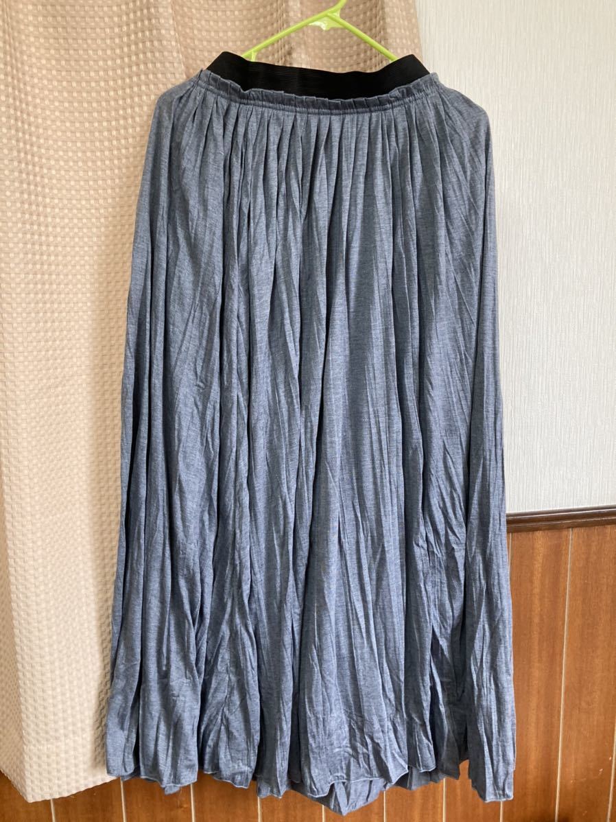 新品★ギャザー美シルエットカットソー素材ロングマキシスカート ★M拍卖