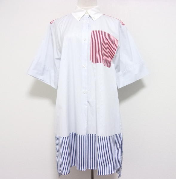 新品★定価8万★SONIA RYKIEL PARIS★ソニアリキエル★チュニックシャツ★38★ブルー★ストライプ拍卖