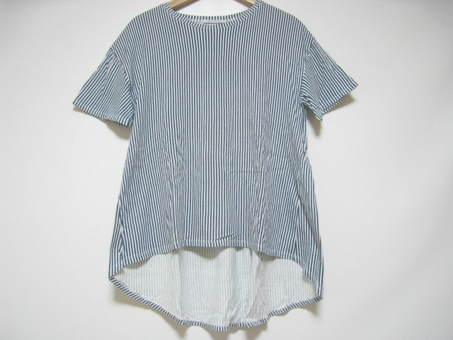 ZARA TRAFALUC ザラ トラファルック トップス カットソー 半袖 丸首 紺×白 ネイビー×ホワイト ストライプ Sサイズ 刺繍拍卖
