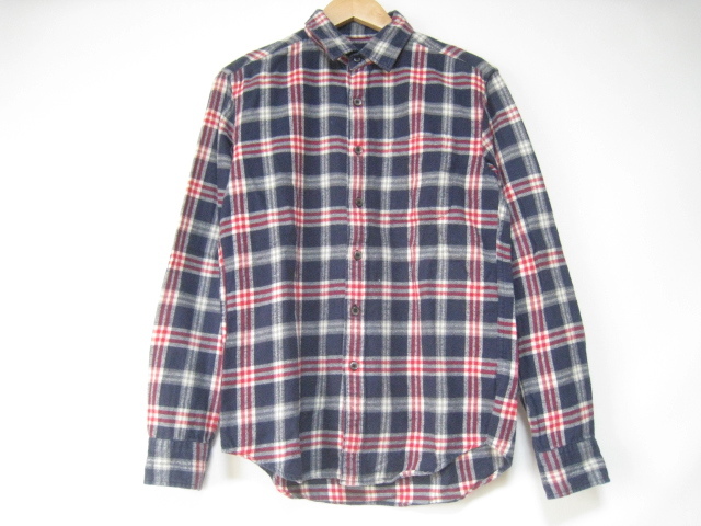 RAGEBLUE レイジブルー トップス シャツ 長袖 紺×赤×白 ネイビー×レッド×ホワイト チェック柄 格子柄 Sサイズ拍卖