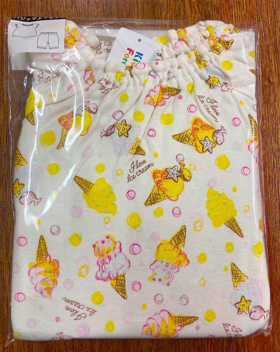 即決 新品タグ付 キッズフォーレ Kids Foret 女児★アイスクーム柄 子供用 半袖パジャマ ハーフパンツ/ow★130cm(9-10才目安)¥1430拍卖