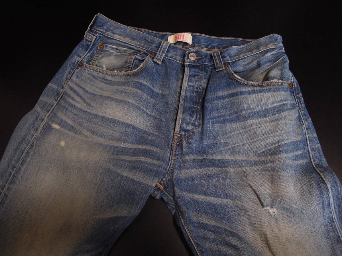 77f Levi's リーバイス 501 デニムジーンズ ユーズド加工w32拍卖
