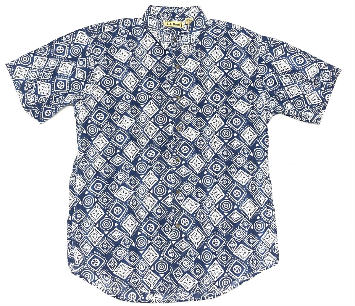 90s LL Bean 半袖 柄 シャツ M アロハ拍卖