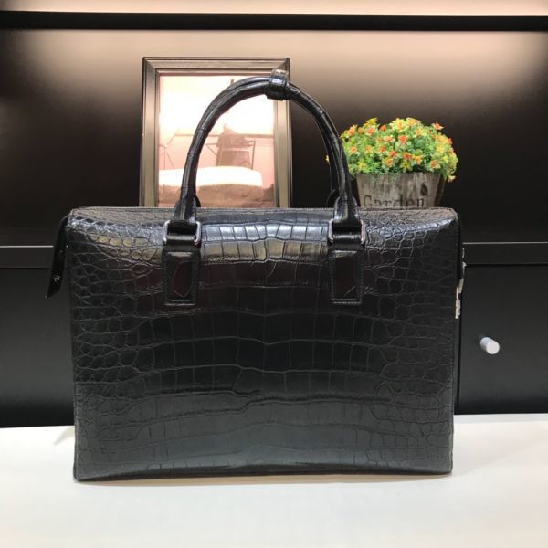 ☆逸品 ワニ革 鞄 クロコダイルレザー ハンドバッグ ブリーフケース 書類かばん A4/PC対応 メンズ 男性 出張 大容量 人気 耐用 プレゼント拍卖