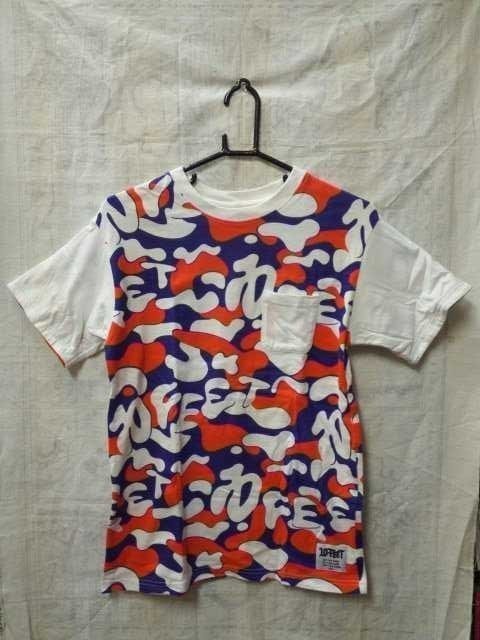 0004 バンドTシャツ テンフィート 白 オレンジと紫のカモフラ柄 タグ付拍卖