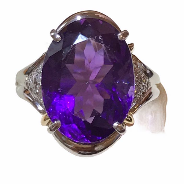 ☆Pt900/K18 アメジスト&ダイヤリング☆拍卖