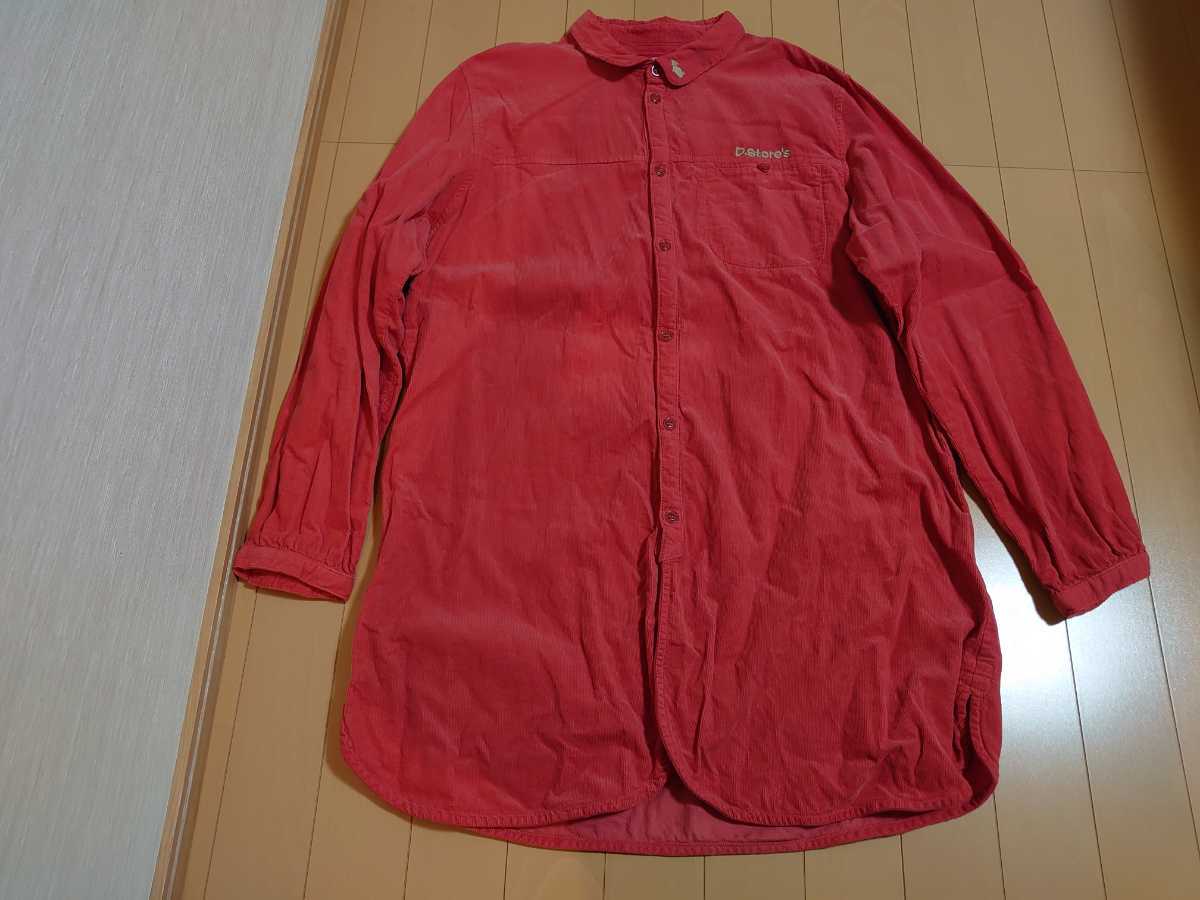 ドラッグストアーズ 長袖コーデュロイシャツワンピース オレンジ4大きいサイズ 美品 肩幅43脇下110丈80センチ拍卖