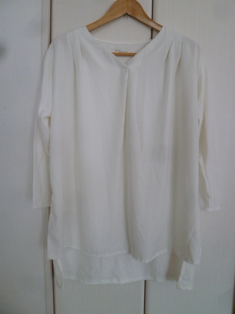 earth music&ecology/アースミュージック&エコロジー△白前後異素材幅広ゆったりカットソーF/ホワイト長袖トップス△T48拍卖