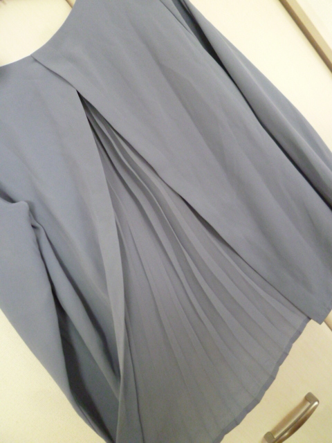 GLACIER/グラシア△くすみ淡水色系背中プリーツデザインブラウスカットソーL/長袖トップス△T416拍卖