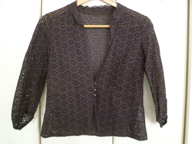 PAUGHTY/ポーティー△濃茶カットワークレースコットンカーディガンジャケット38/ブラウン東京スタイルマダムミセスフォーマル△T48拍卖