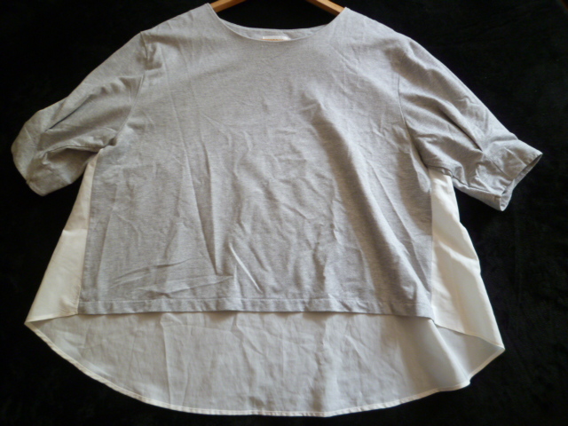 LEPSIM/レプシム△淡グレー異素材後ろフレアーデザイン変形袖カットソーF/半袖トップス△T416拍卖