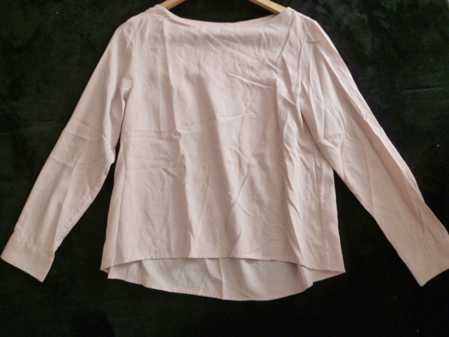 UNIQLO/ユニクロ△くすみピンクシャツデザインシンプル長袖ブラウスカットソーL/長袖トップス△T415拍卖