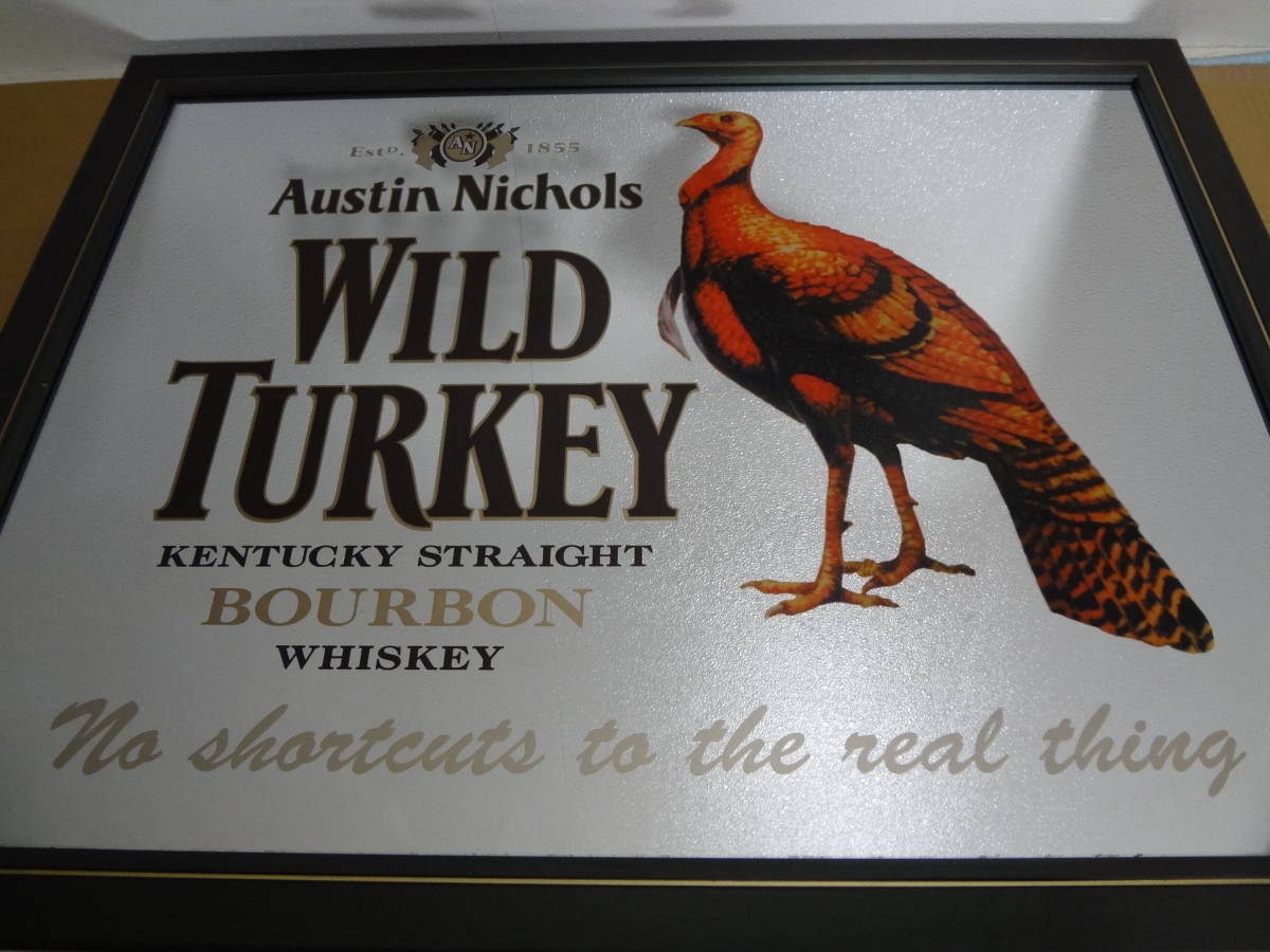 ワイルドターキー 特大 パブミラー 鏡 ケンタッキー バーボン ウイスキー アメリカン ダイナー バー bar wild turkey ヴィンテージ 看板拍卖