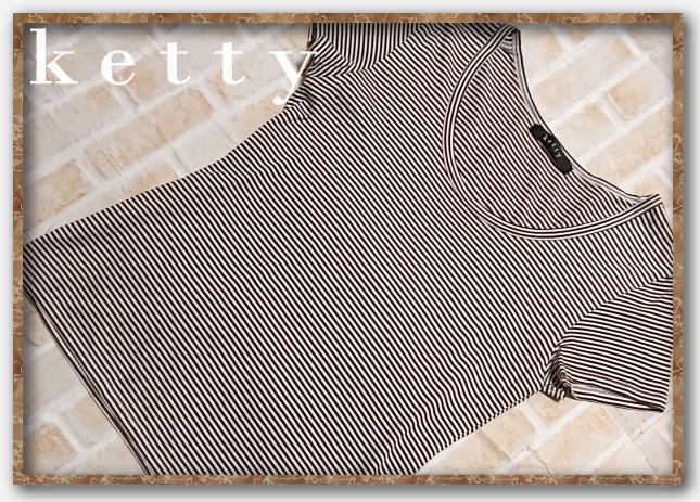 美品!!☆ketty ケティ ボーダー半袖カットソー 白×茶☆拍卖