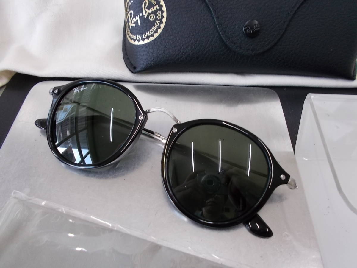 RayBan お洒落な ボストン 丸眼鏡 サングラス RB2447F-901-49 ROUND FLECK拍卖
