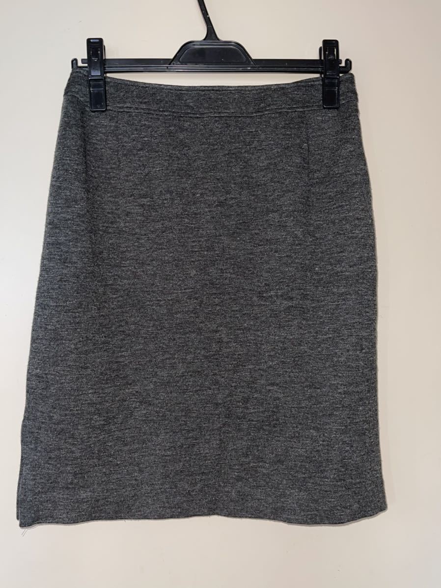 スカート ダークグレー 両サイドスリット サイズ64 ウール混拍卖