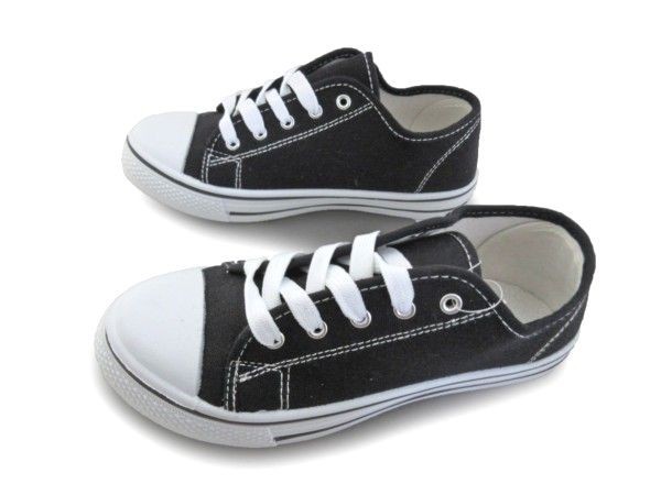 1円~AL2326-249新品AAAローカット/レースアップスニーカー19㌢黒/白♂拍卖