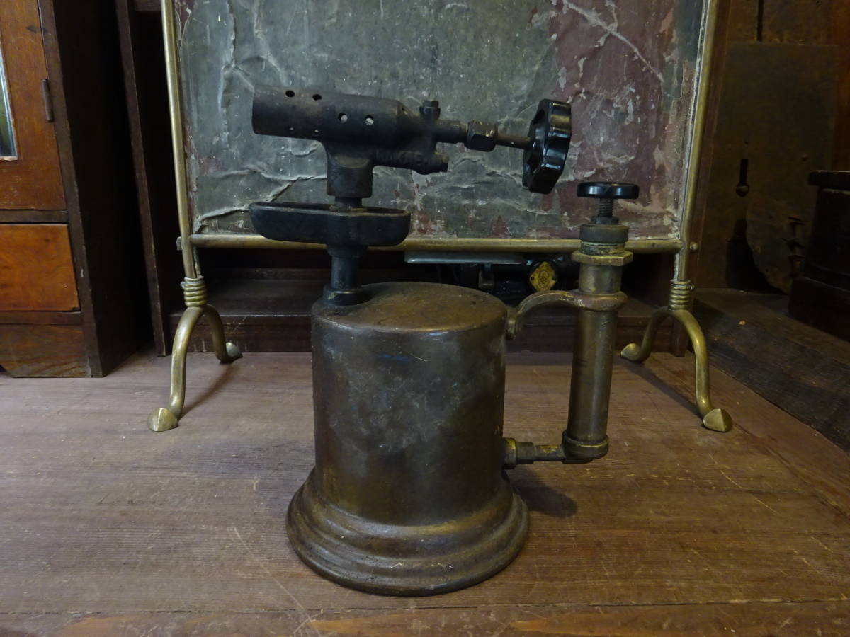 【真鍮製オイルバーナー】工業系ツール古道具アンティーク骨董インテリア着火剤インダストリアルキャンプアウトドアバーベキュー拍卖