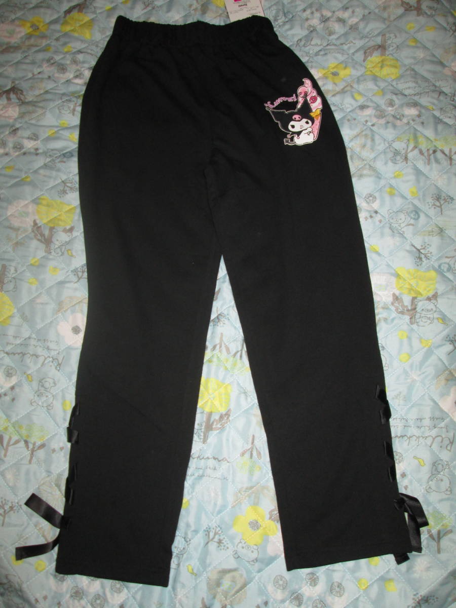 〇。新品♪ マイメロ クロミ 裾レースアップ ズボン 黒 M。〇拍卖