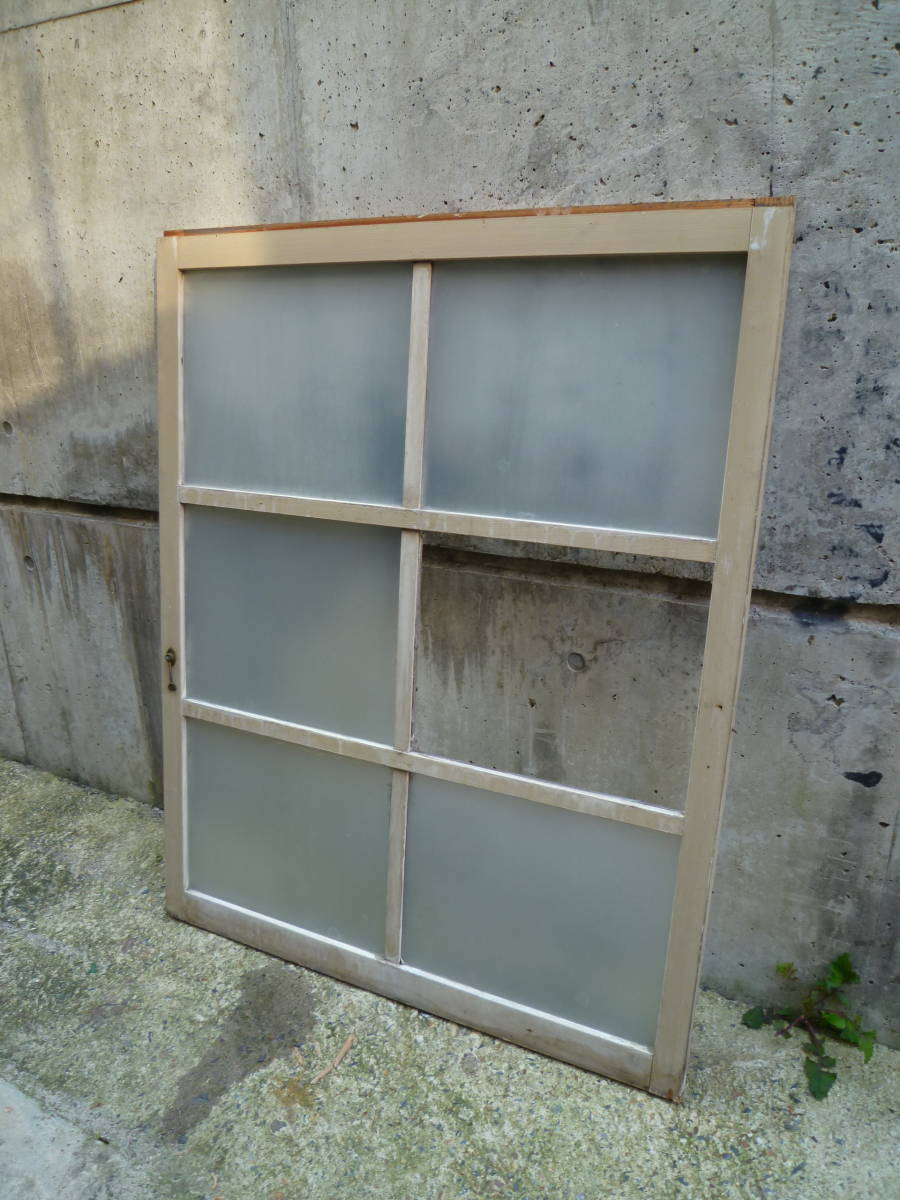 最終値下げ!M7739 50~100年前 割れ有 古窓 擦ガラス 高118cm 横93.5cm奥3cm【送り先は会社 事務所 店舗限定】【個人様は西濃運輸局留め】拍卖