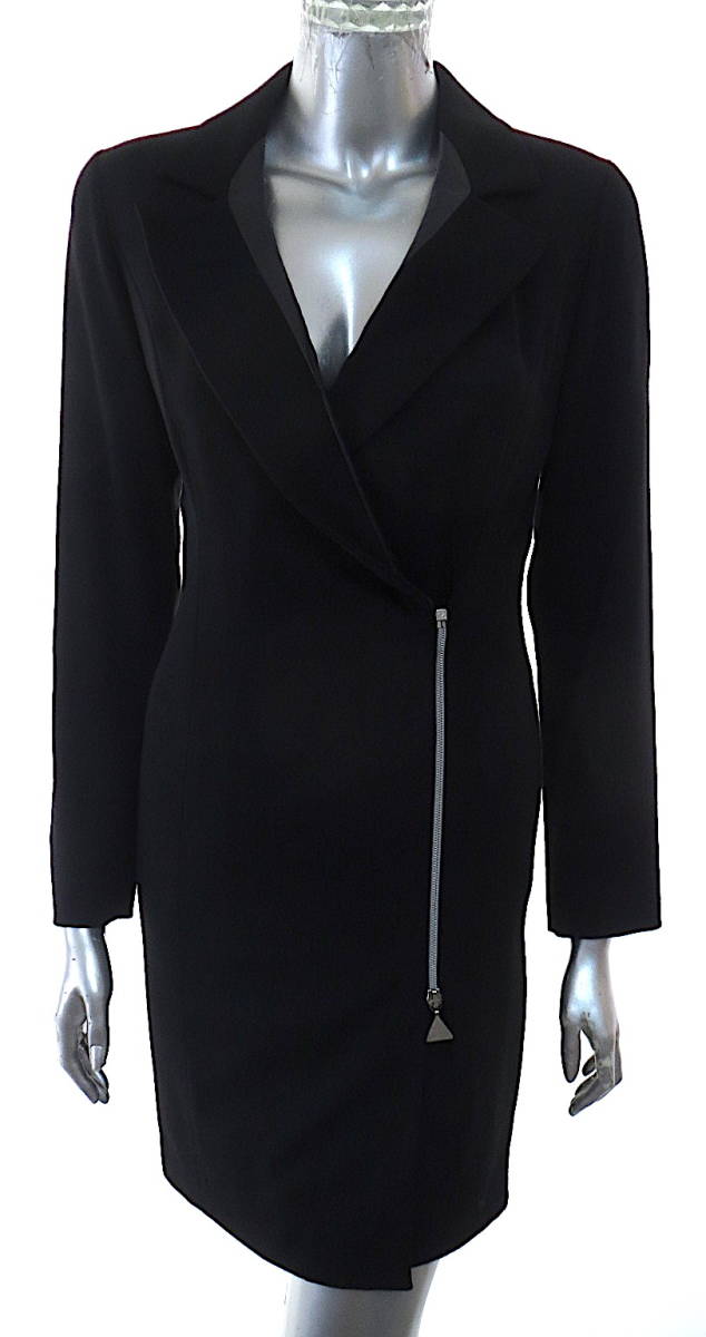 二点落札で送料無料! 2A36 VINCENTE ROMEO ロング ジャケット ワンピース 40 レディース M ブラック 黒 入学式 卒業式 入園式 卒園式拍卖