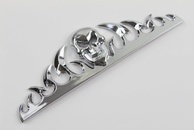 スカル2エンブレム 3Dクロムクロム フロント リア フェンダーに拍卖