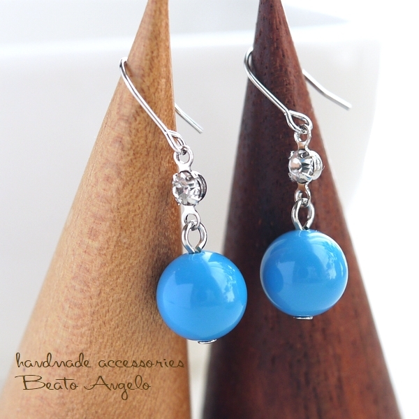 ◆◆+angelo+天然石ターコイズとラインストーンのピアス(p-059)S シンプル 夏 キラキラ rs001 チタン 樹脂 イヤリング拍卖