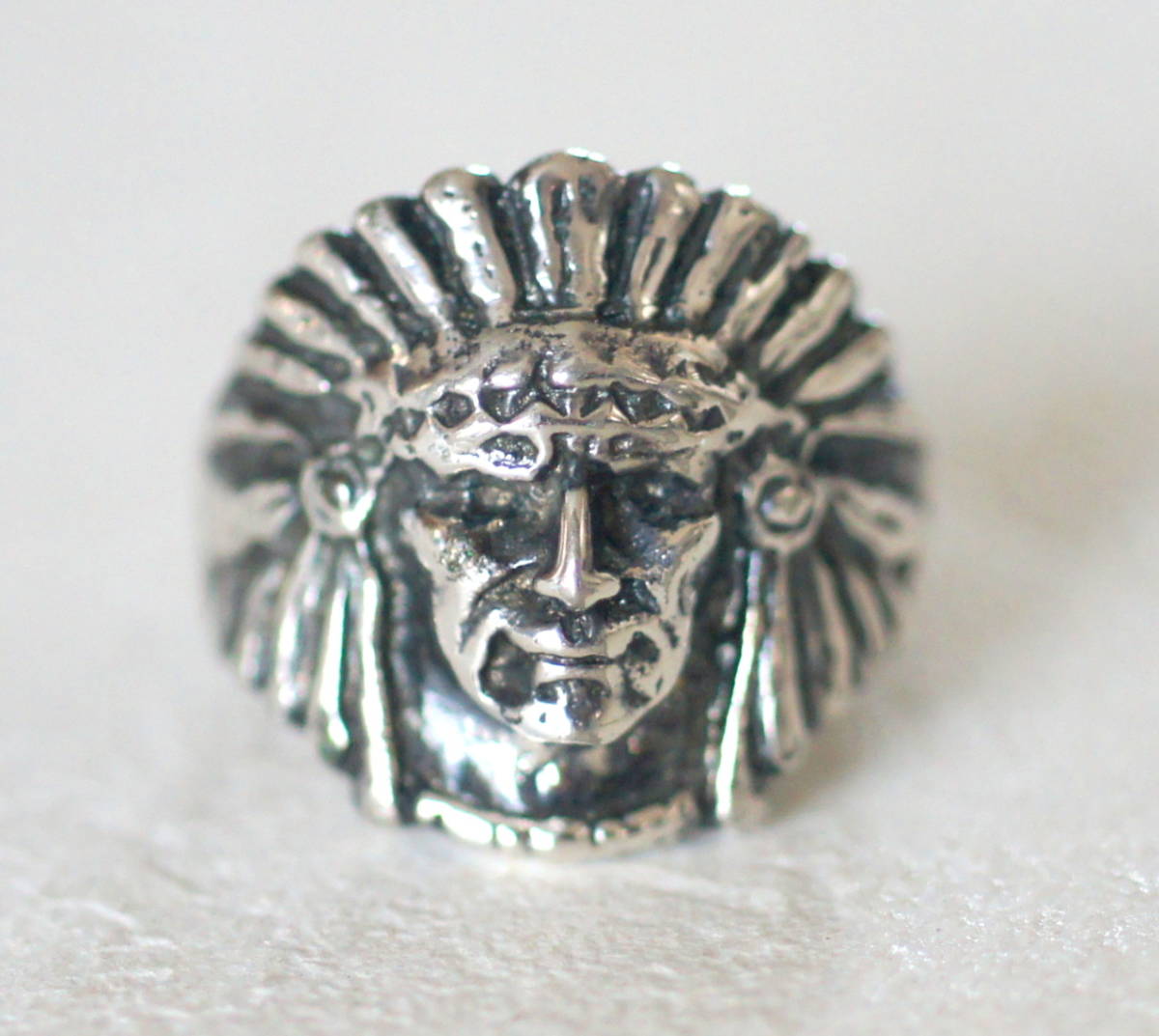 シルバー925製 インディアン フェイス リング エスニック 約10号~11号拍卖