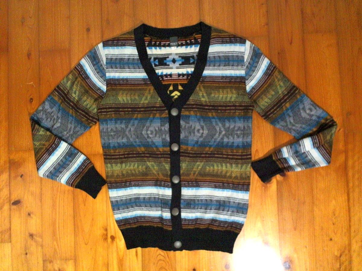 ☆ヒアーズ ストリート【HERE'S STREET】アクリル&毛 ニット カーディガン ジャケット M 紺 青 エンジ クリックポス可拍卖