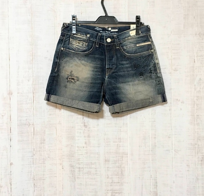 ya372 これで最後です(*^^*)【新品・定28,000円】WV653 リプレイ REPLAY レディース デニムショートパンツ 28拍卖