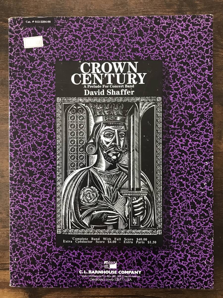 送料無料/吹奏楽楽譜/デイヴィッド・シェーファー:クラウン・センチュリー コンサートバンドのための前奏曲/試聴&スコア閲覧可拍卖