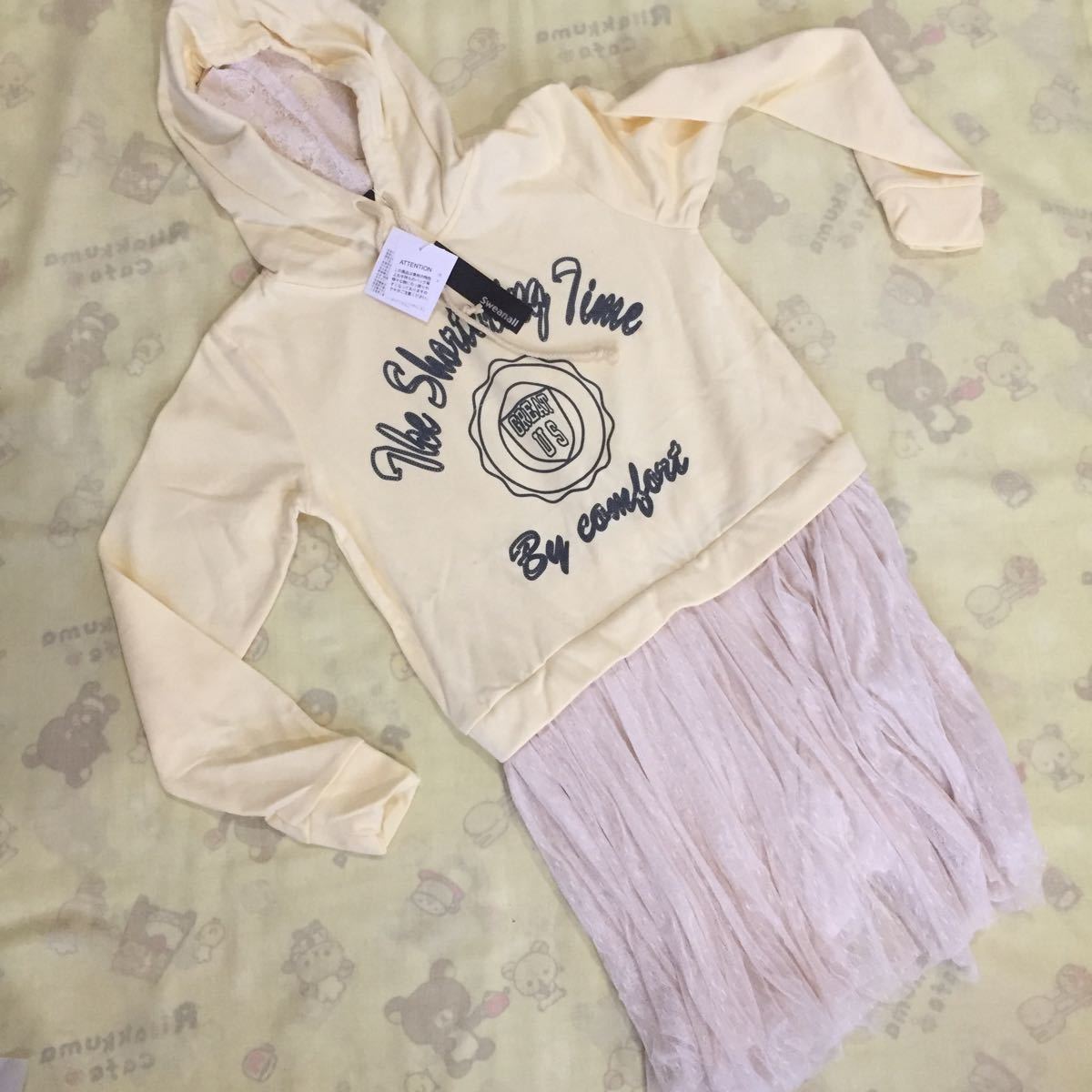 新品 薄手トレーナーワンピース レーススカート拍卖
