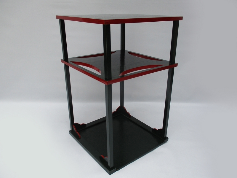 ■ 茶道具 青漆爪紅 糸巻棚 ■ 地板付 二重棚 紙箱 難有№6956■拍卖