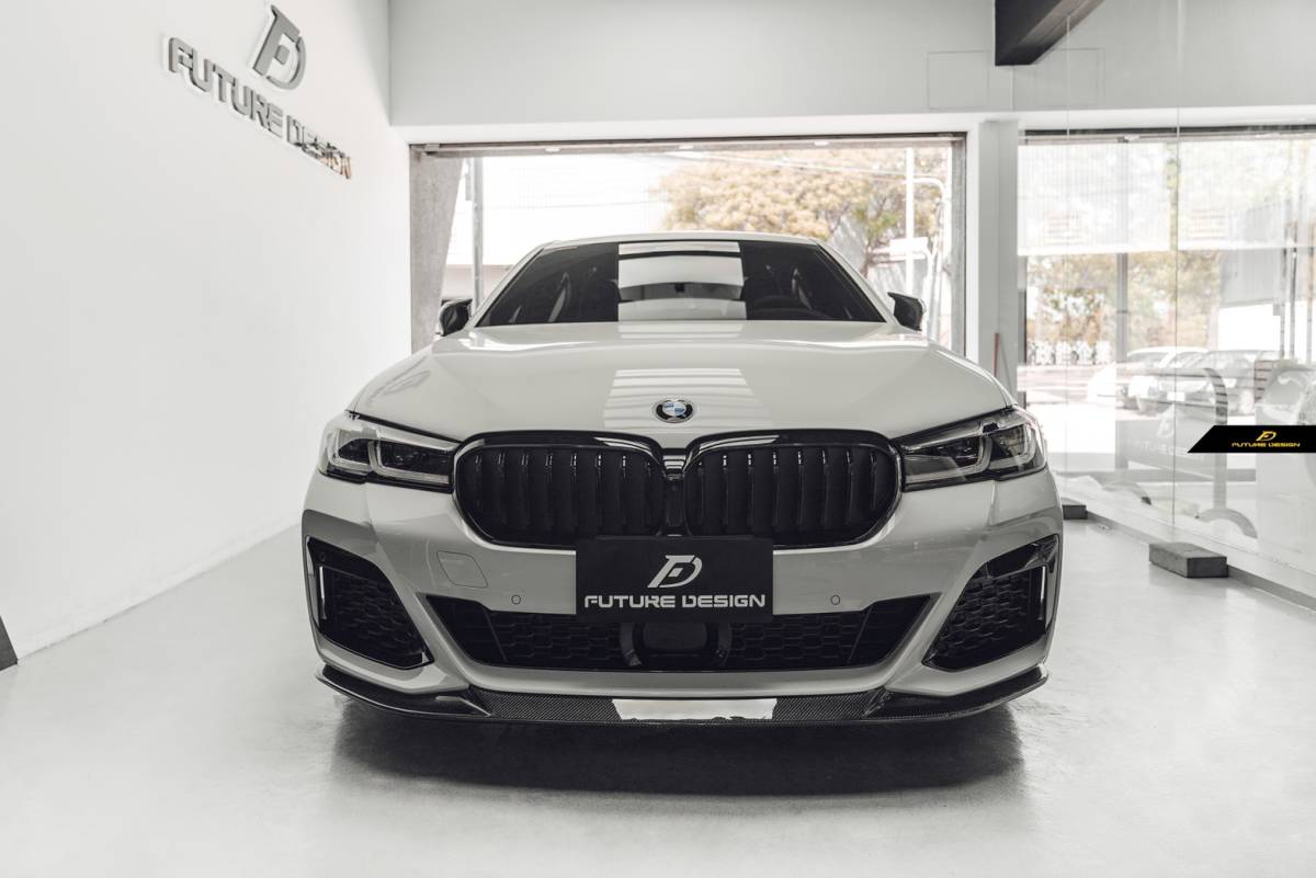 【FUTURE DESIGN 正規品】BMW 5シリーズ G30 セダン G31 ツーリング 後期車 フロント用リップスポイラー 本物DryCarbon ドライカーボン拍卖
