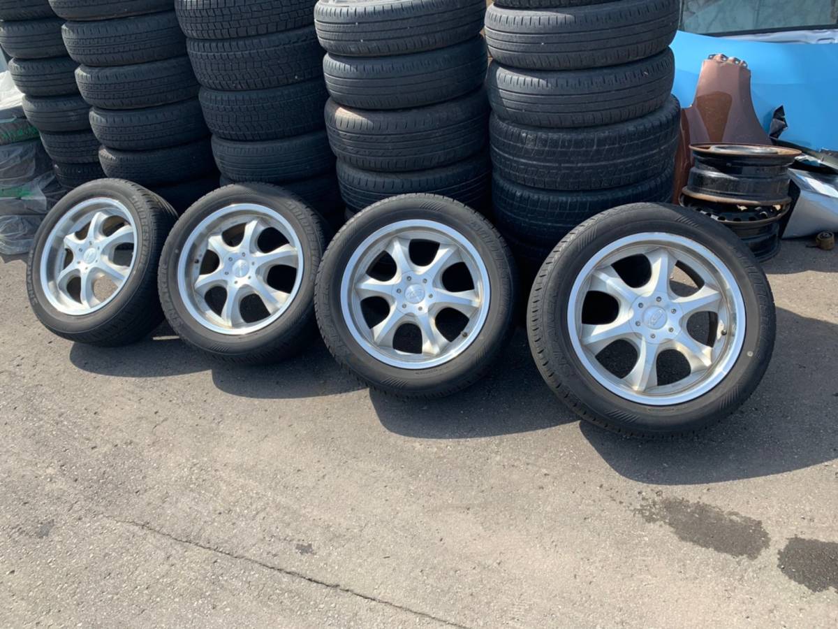Y546 215/55R17 BRIDGESTONE ブリジストン 2007年 PCD114.3 5H 7J +49 eurohart オデッセイ ra7 4本セット キャップ付き拍卖
